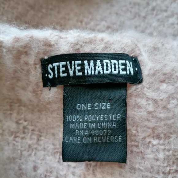 Steve Madden Womens Crepe Pink With Pocket Fringe Shawl Wrap One Size - Picture 5 of 6